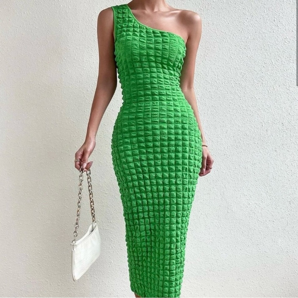 One Shoulder Bodycon Dress green vacay beach cruise